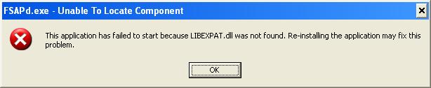 Warning when there is no libexpat.dll